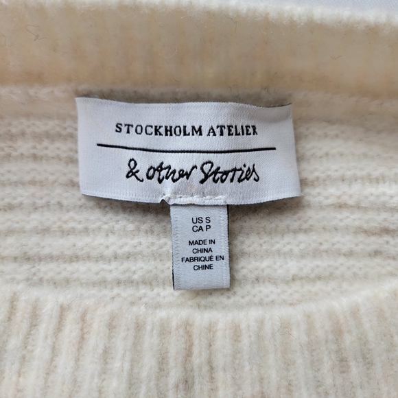 Stockholm Atelier Other Stories Sweater Sz S Black Ivory Oversized Wool Yak Hair - Picture 4 of 9